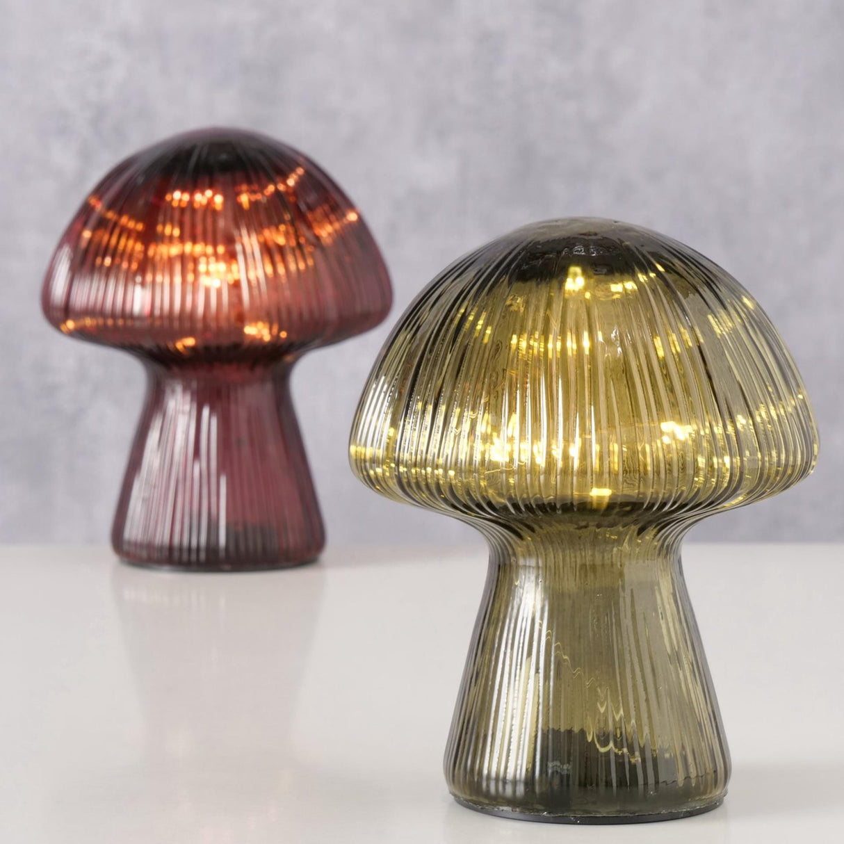 Boltze home beeld paddenstoel glas led h15cm