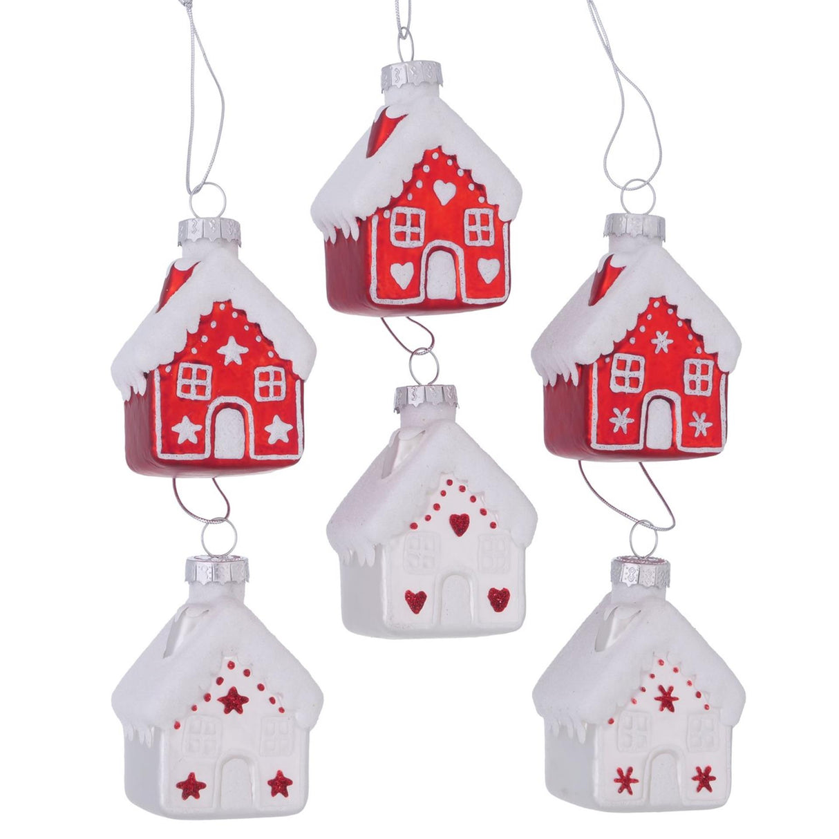 Boltze home kersthanger huisje nellas glas 5xh7,5cm