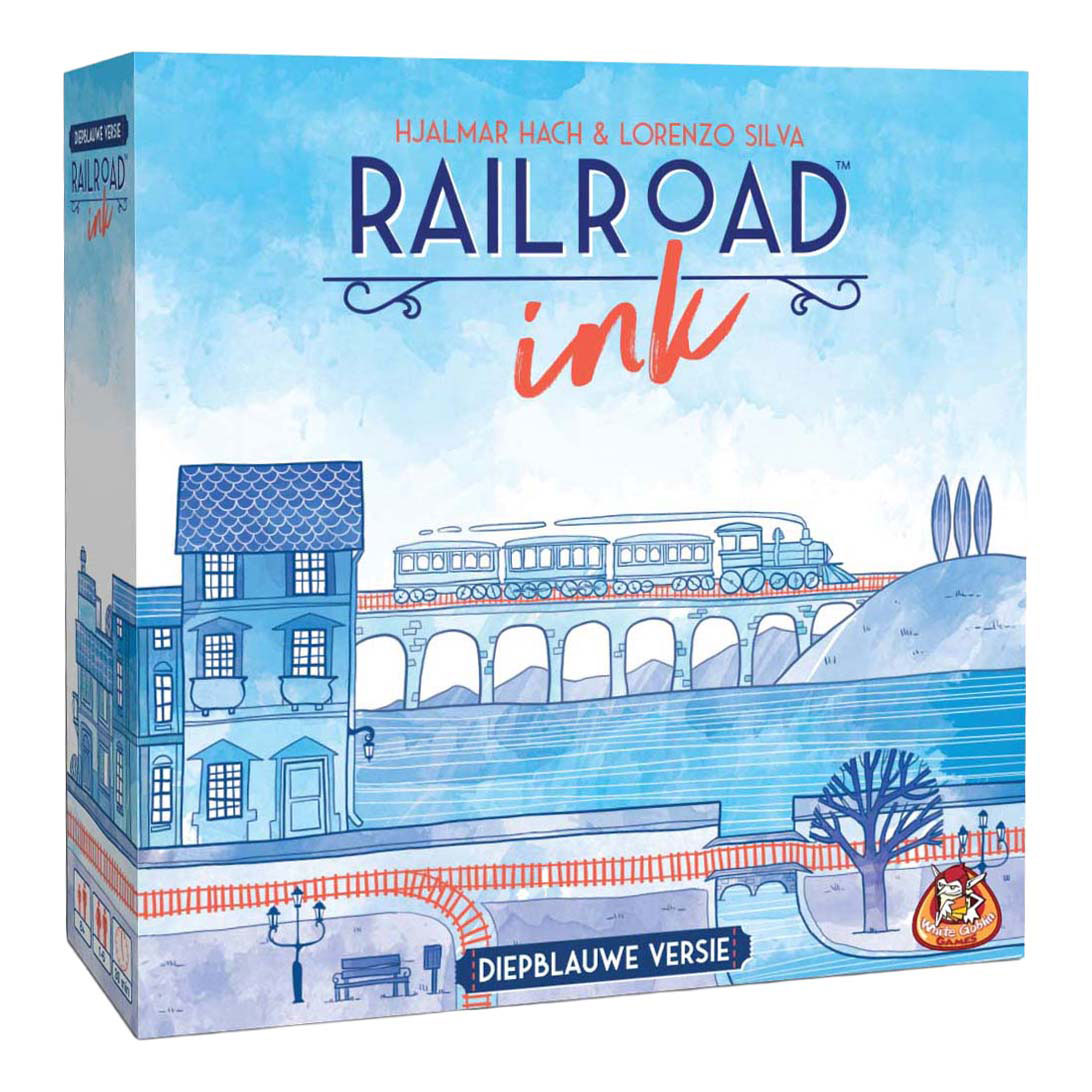 White goblin games railroad ink - dyb blå version terningespil