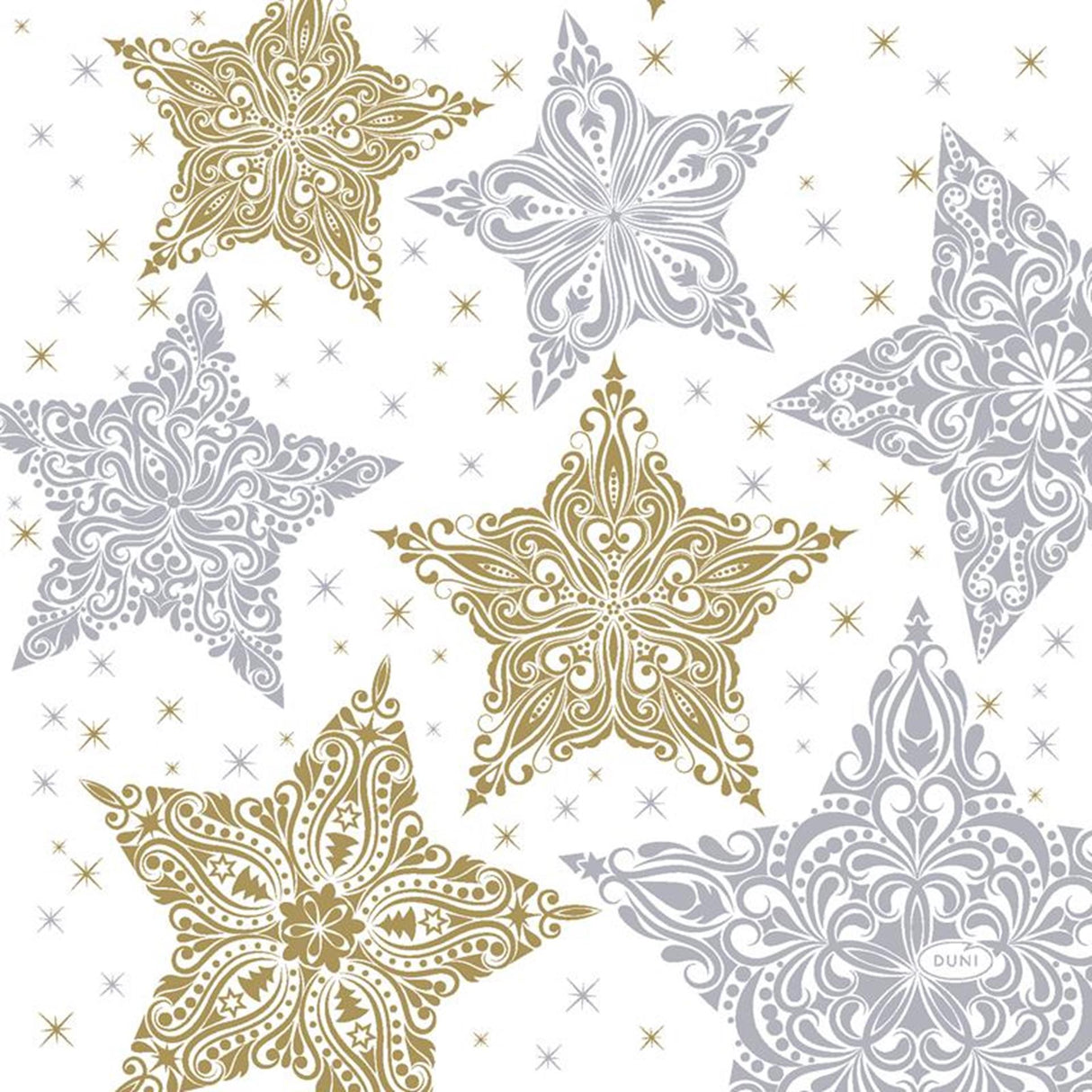 Duni napkins snowstars white 33 x 33 cm
