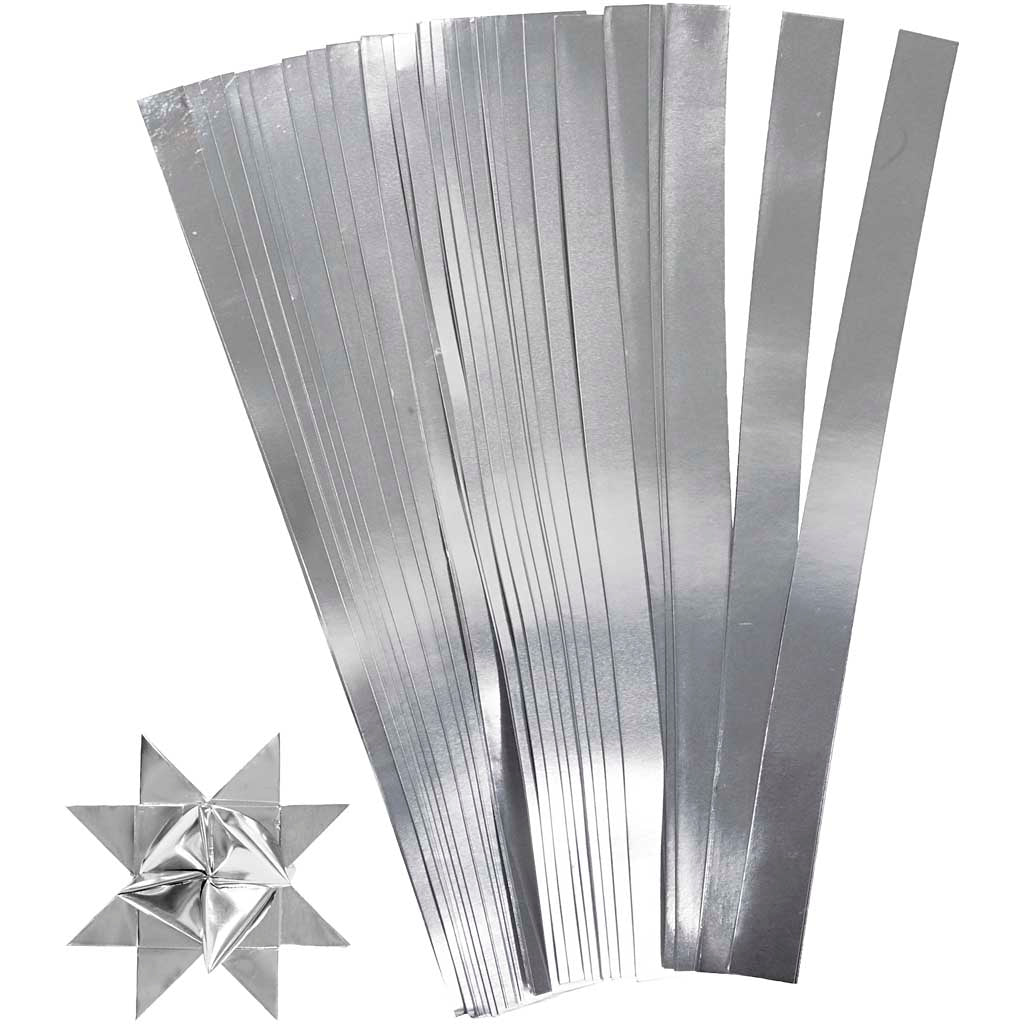 Creativ company braiding strips, l: 45 cm, d: 4.5 cm, w: 10 mm, silver, 100 strips 1 box