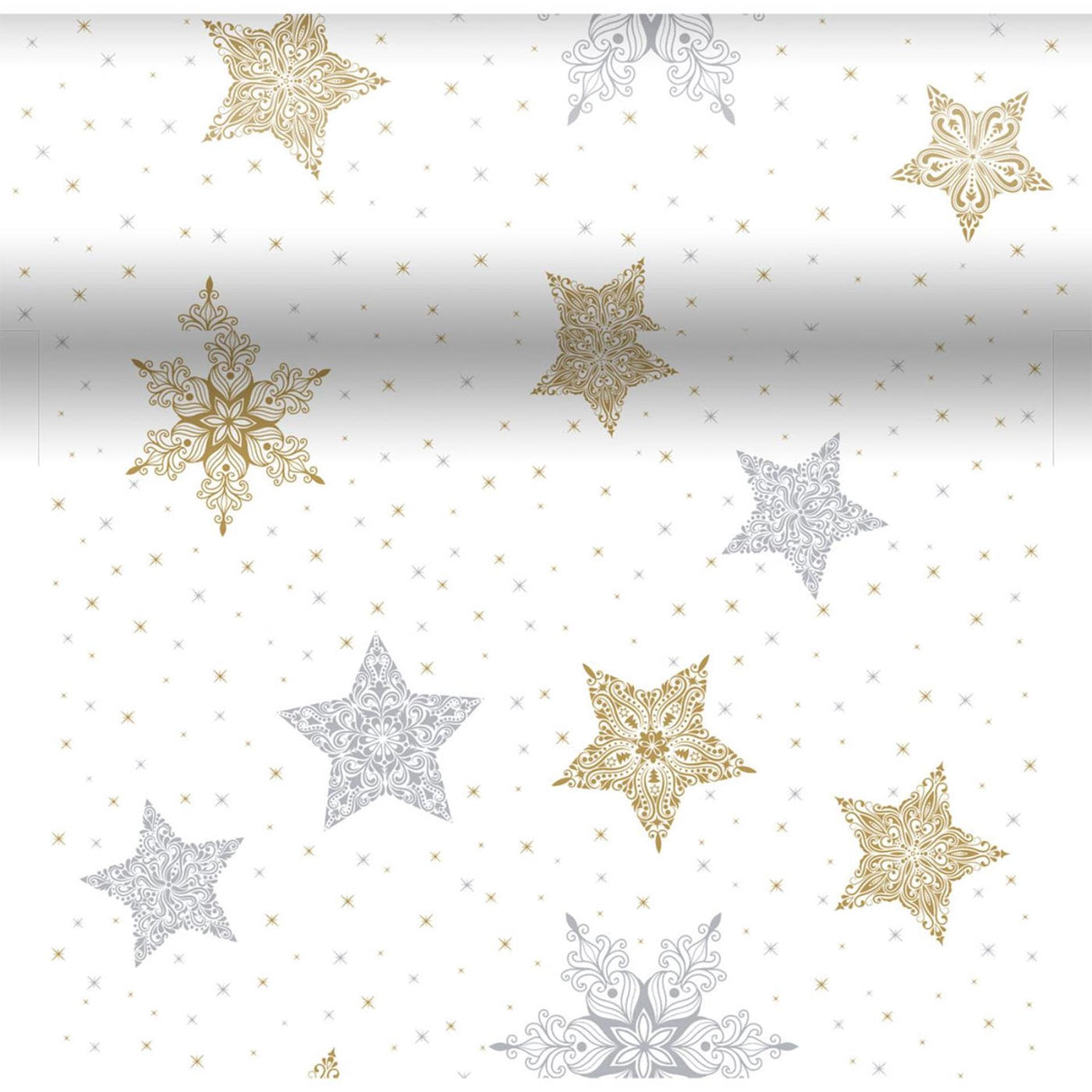 Duni 3-in-1 snowstars white 40x480cm