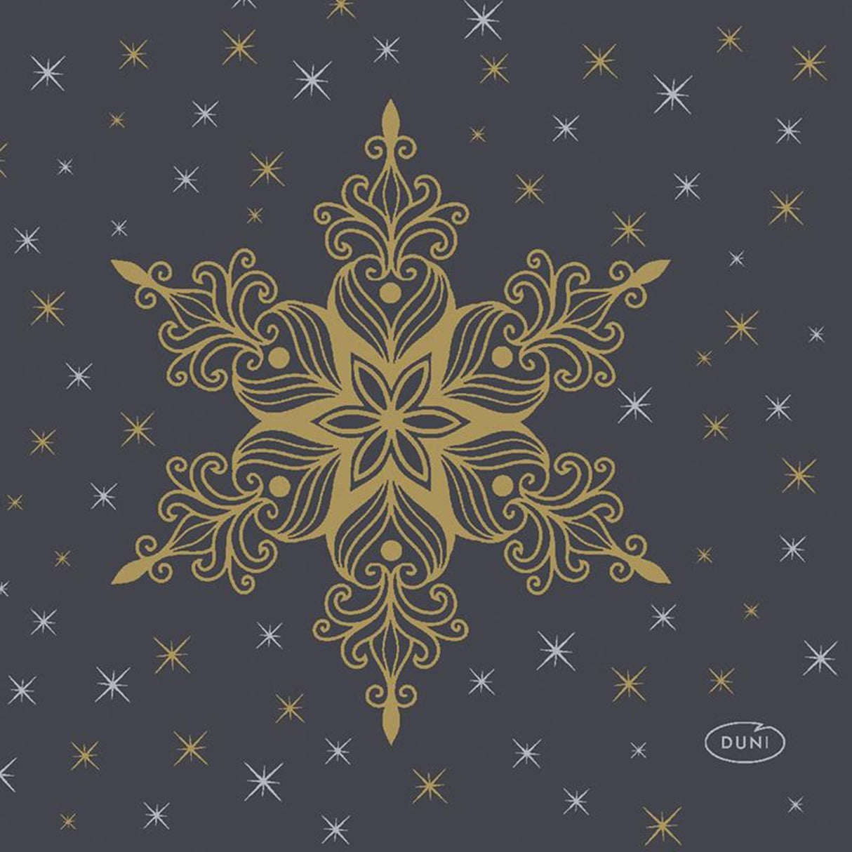 Duni napkins snowstars black 24 x 24 cm