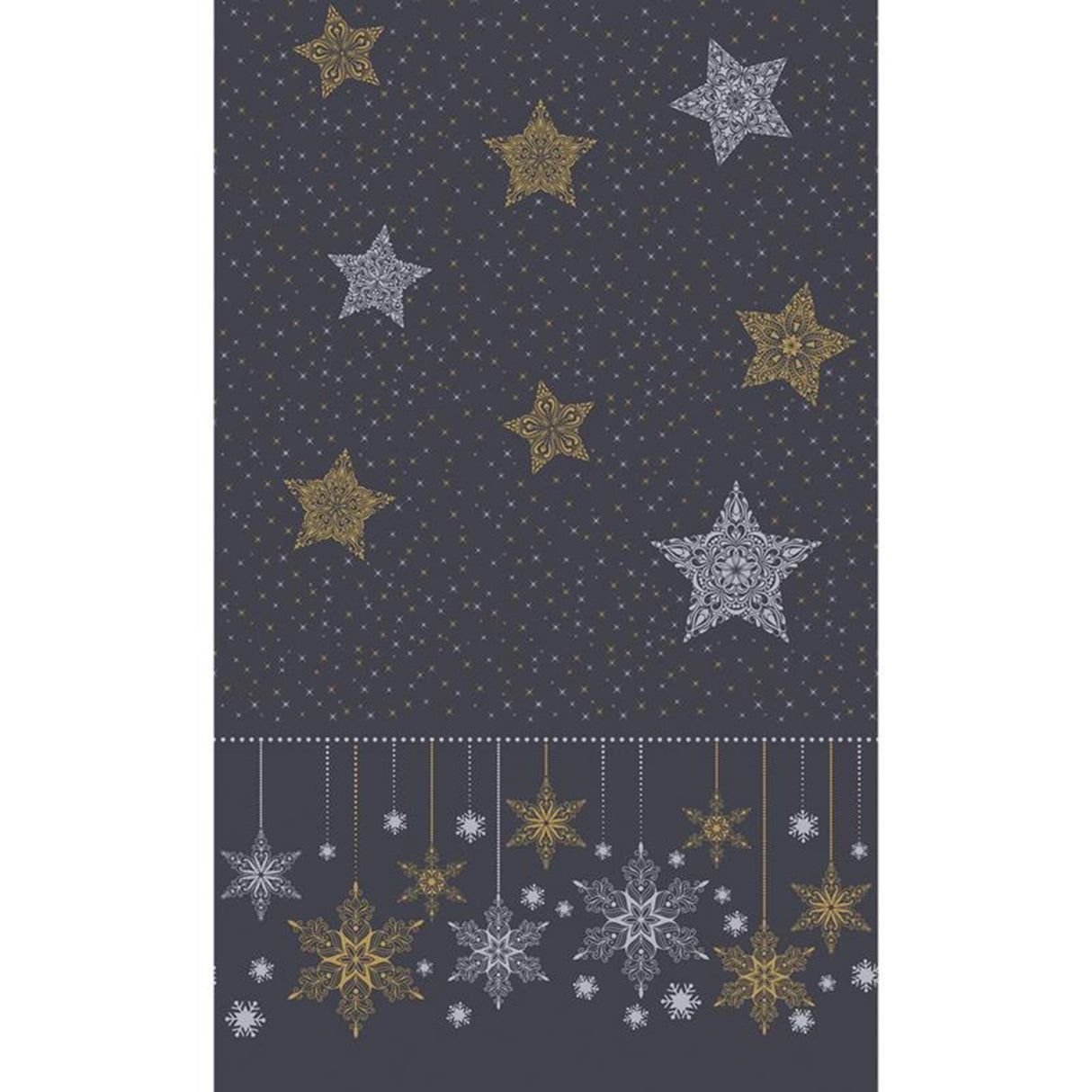 Nappe Duni étoiles de neige noir 138x220