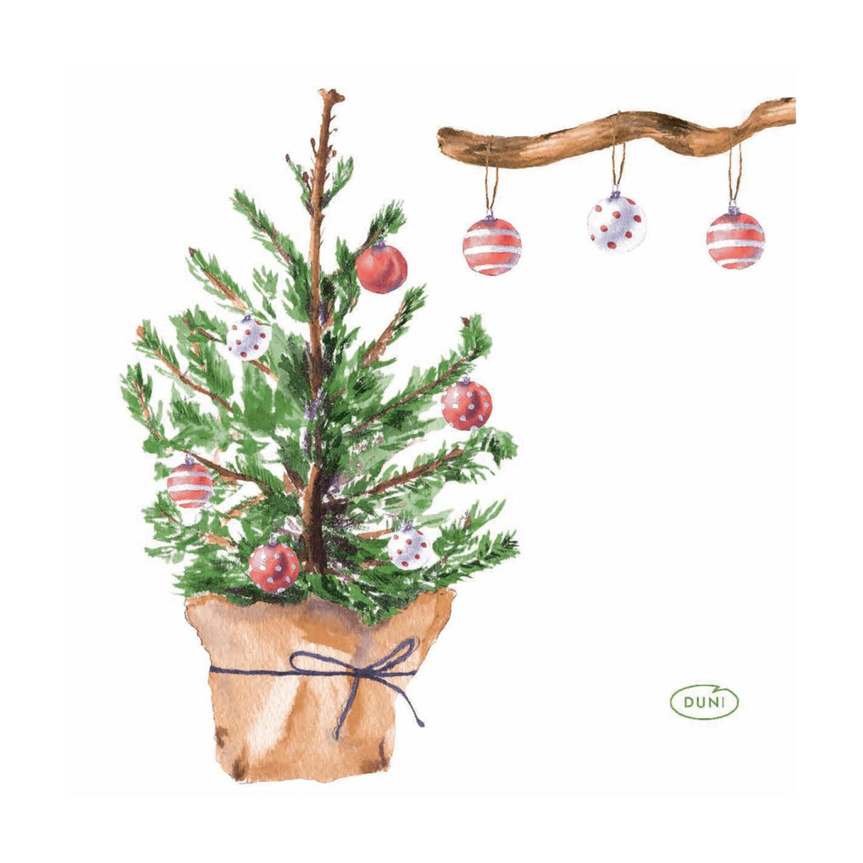 Duni servetten tree and baubles 24x24cm