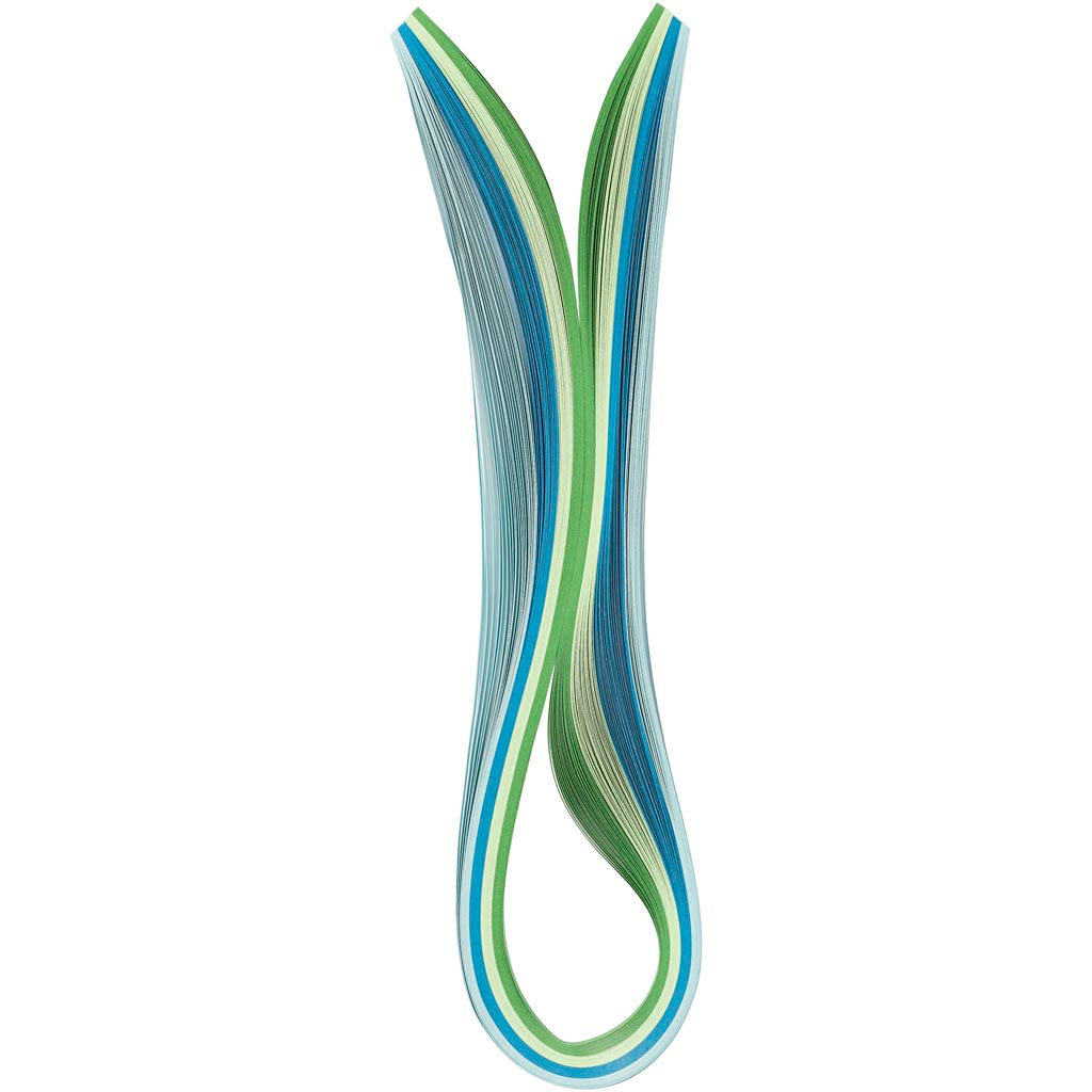 Creativ company quilling stroken, l: 78 cm, b: 5 mm, 120 gr, blauw, groen, lime groen, turquoise, 100 stuk 1 doos