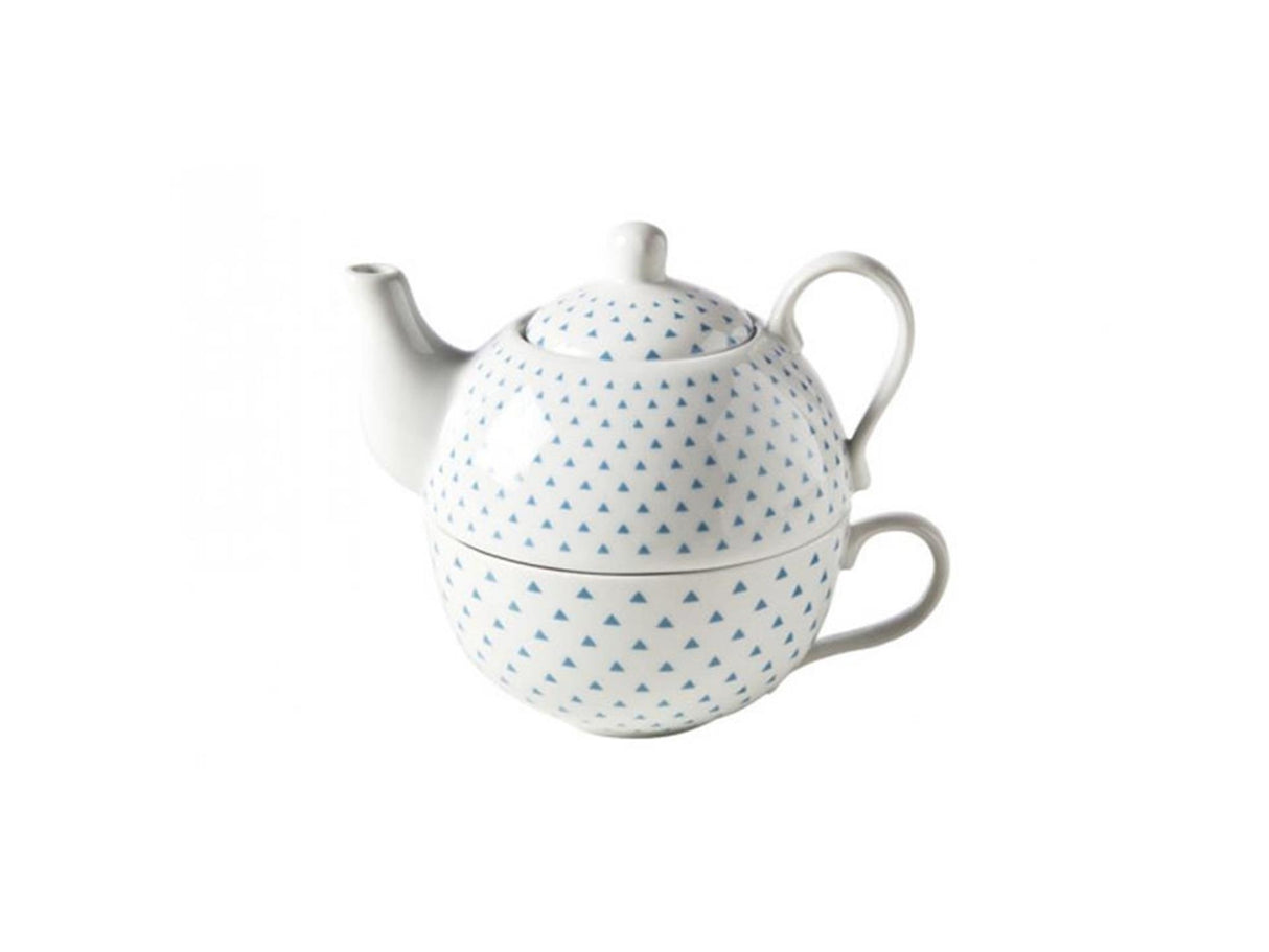 Cosy trendy tea for one blue triangle