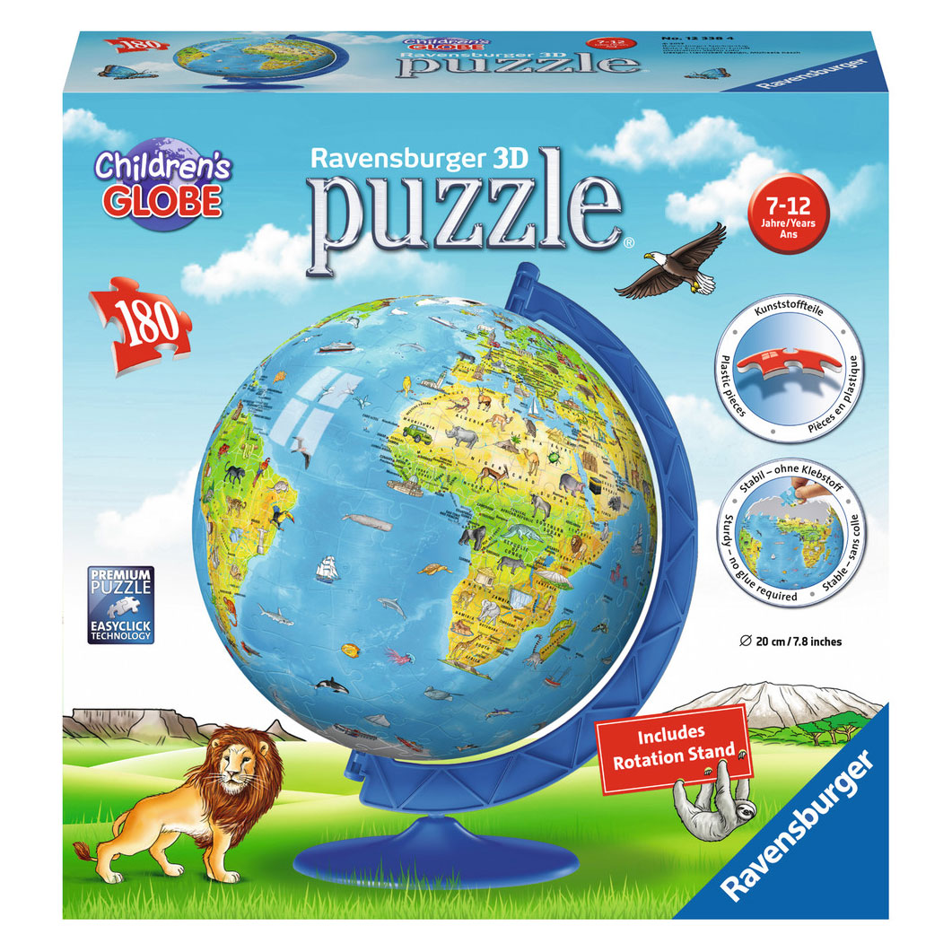 Ravensburger - Globe Leanaí XXL 3D 180 ríomhaire.