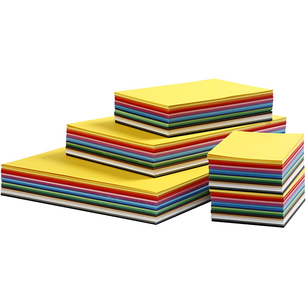Colortime gekleurd karton, a3,a4,a5,a6, 180 gr, diverse kleuren, 1500 div vellen 1 doos
