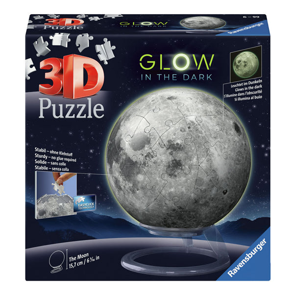 Ravensburger 3d puzzle ball moon glow in the dark, 72 pcs.