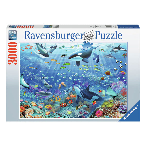 Ravensburger jigsaw puzzle colorful underwater world, 3000 pieces.