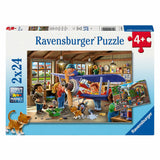 Ravensburger rompecabezas reparación de aviones y trenes, 2x24pzs.