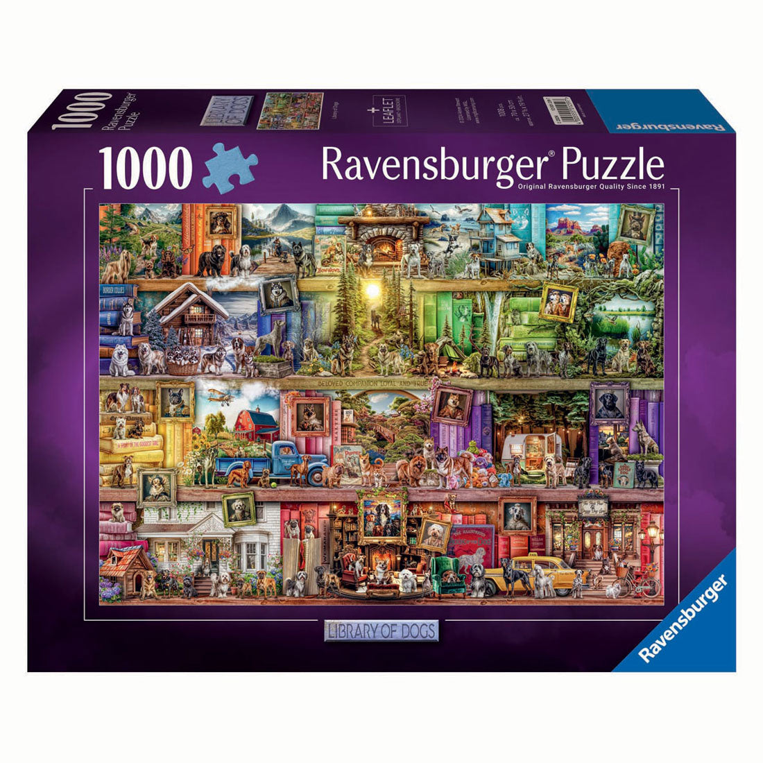 Puzzle Ravensburger La biblioteca dei cani, 1000 pezzi.