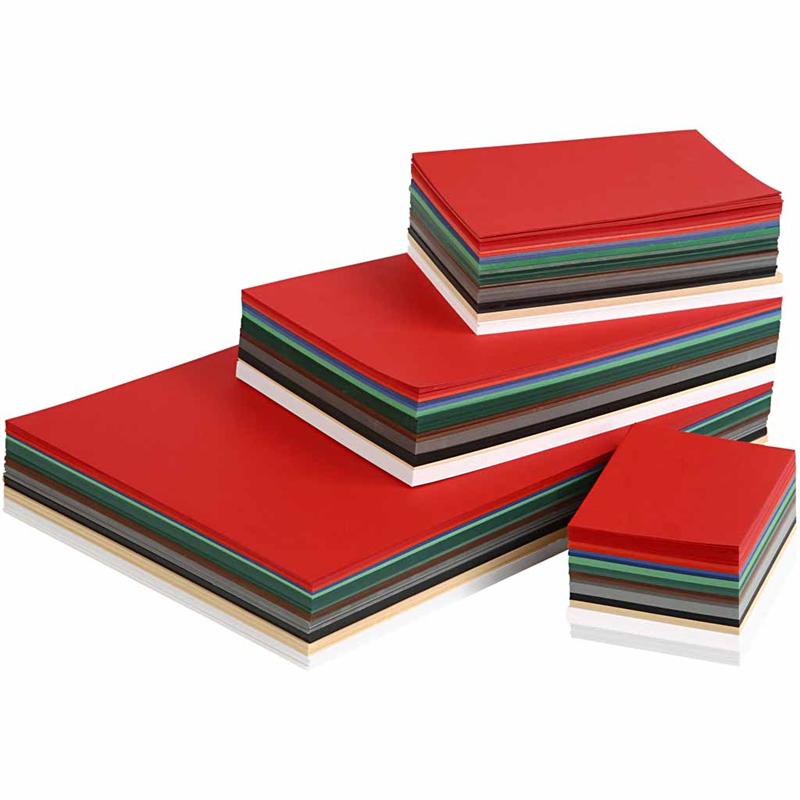 Colortime kerst karton, a3,a4,a5,a6, 180 gr, diverse kleuren, 1500 div vellen 1 doos