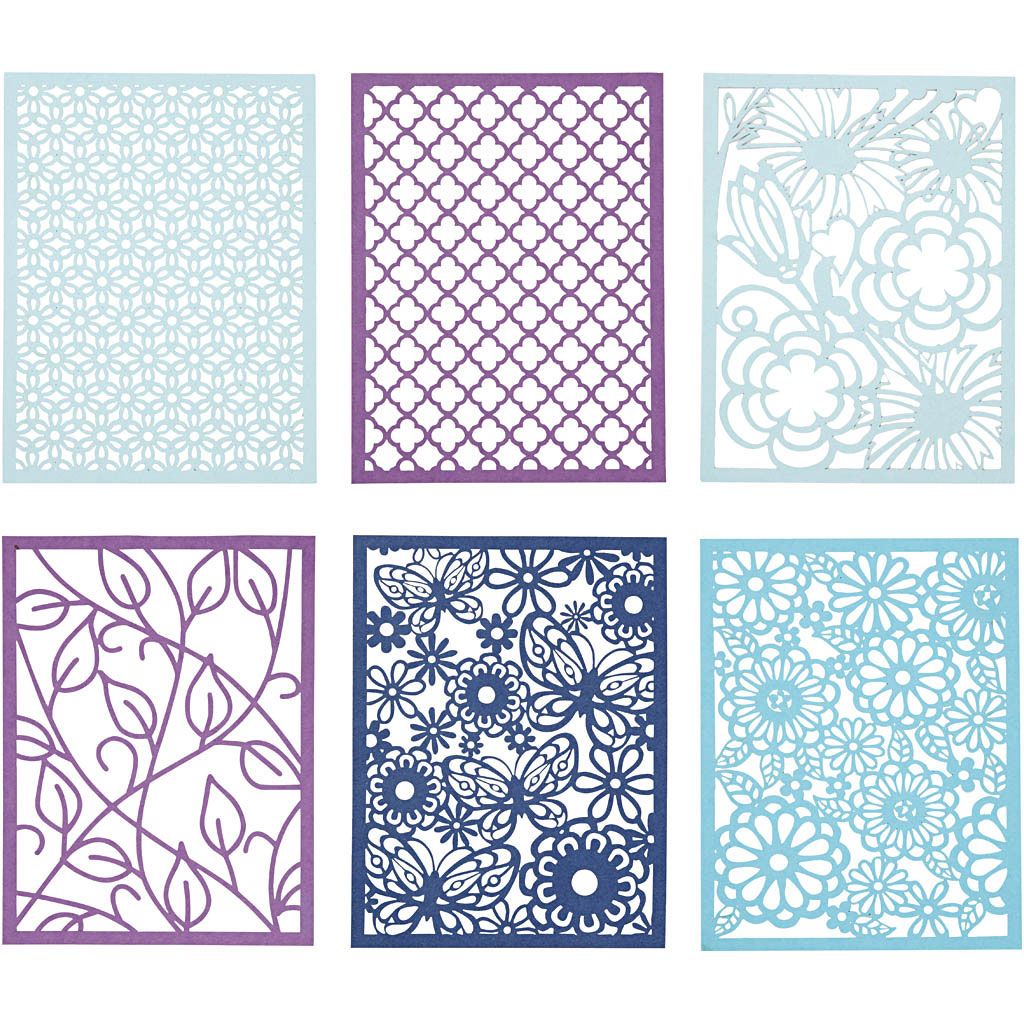Creativ company cardboard block, A6, sheet 104x146 mm, 200 gr, blue, light blue, dark blue, purple, 24 pieces 1 box