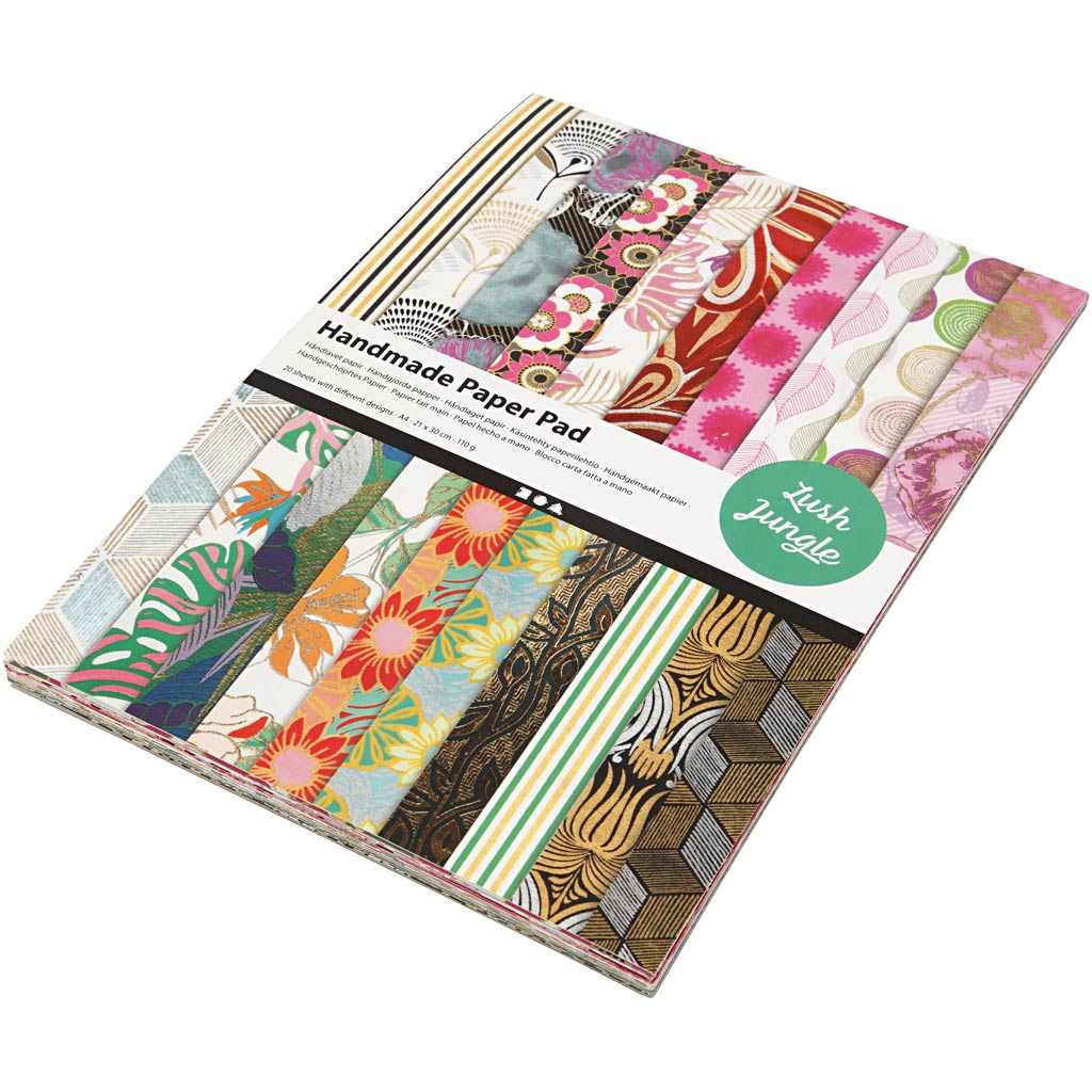 Jungle paper block with handmade paper, 20 sheets