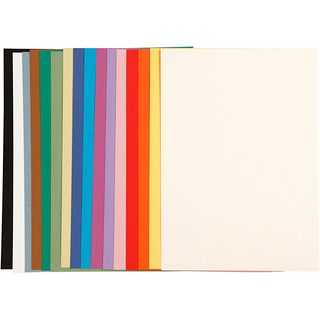 Creativ company frans karton, a4, vel 210x297 mm, 160 gr, diverse kleuren, 16 div vellen 1 doos