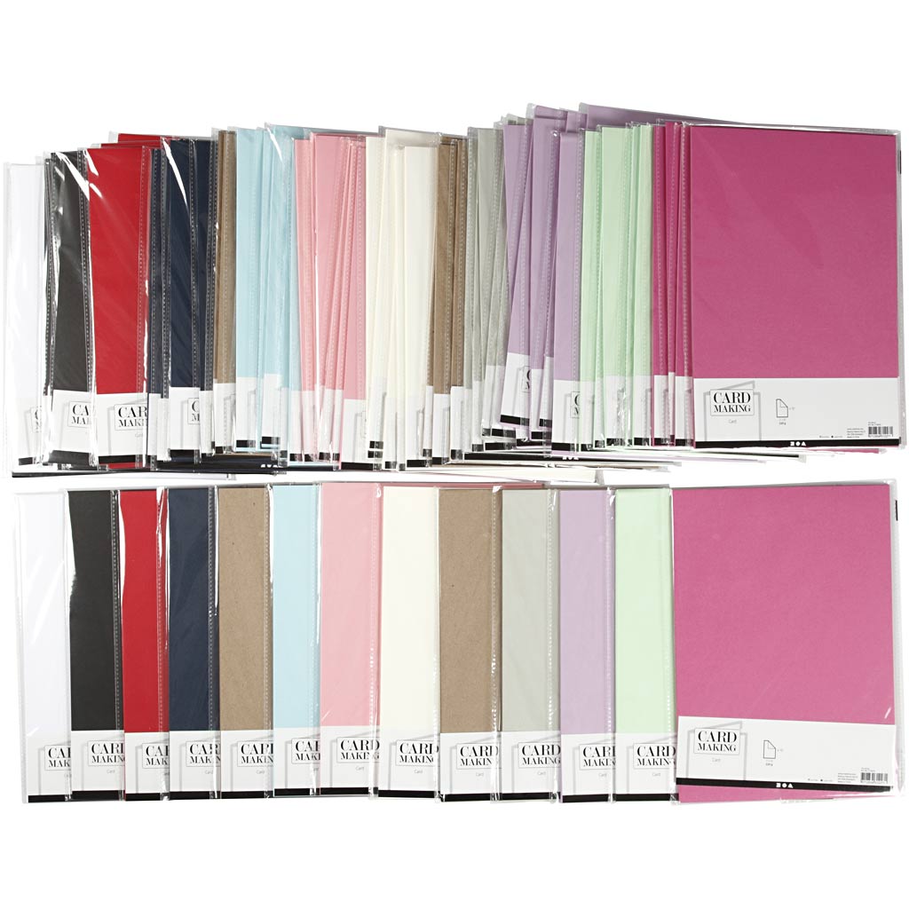 Creativ company cardboard, A4, sheet 210x297 mm, 220 gr, various colors, 12x10 box 1 box