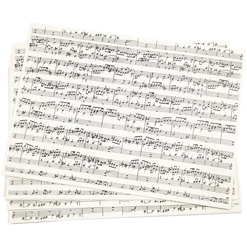 Creative company kraft paper with print, music notes, A4, sheet 210x297 mm, 100 g, 10 sheets 1 box