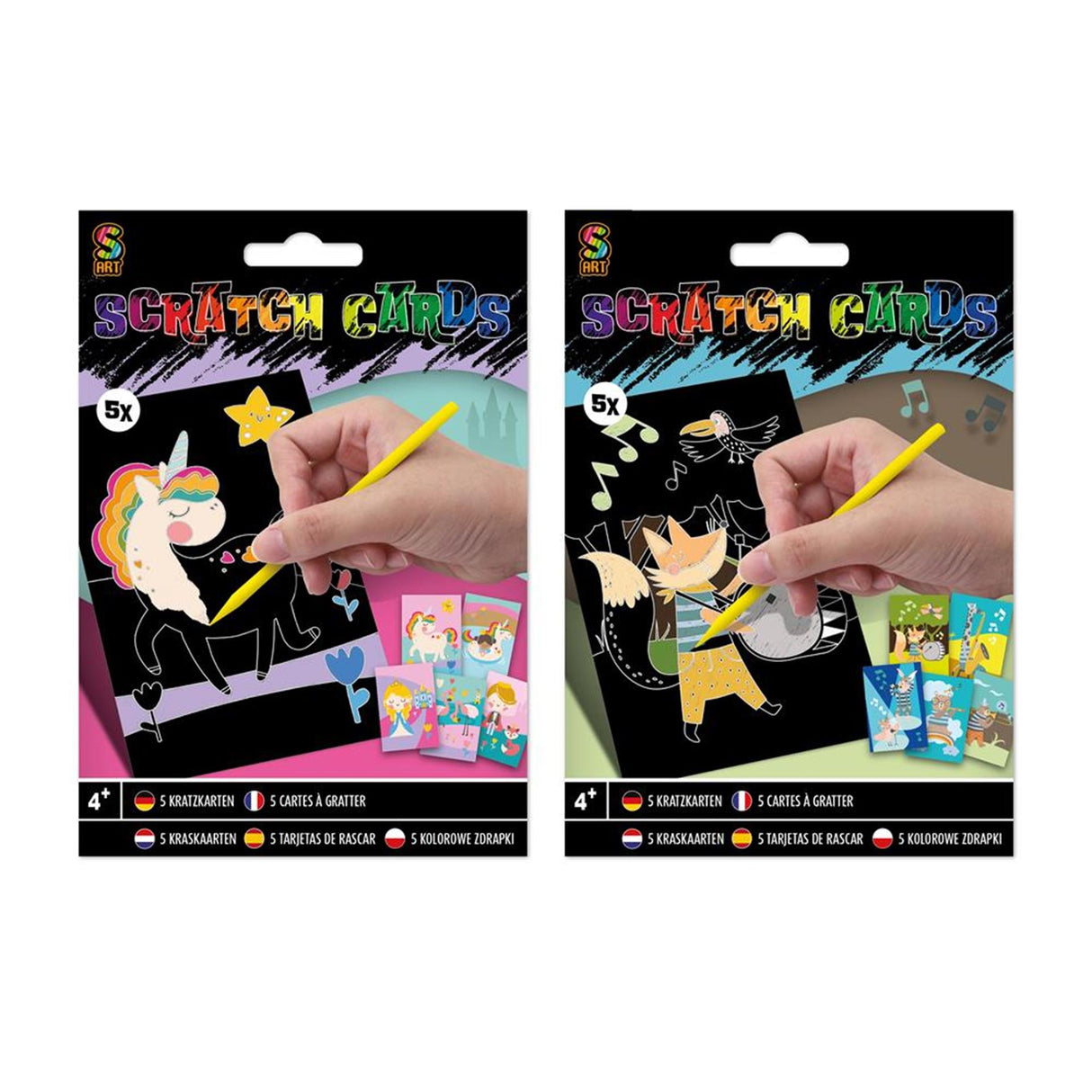Creative craft group scratch cards with scratch pen, 5 pcs.
