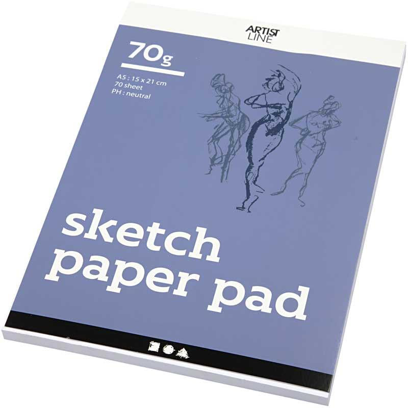 Creativ company schetsblok, a5, vel 148x210 mm, 70 gr, wit, 70 vel 1 doos