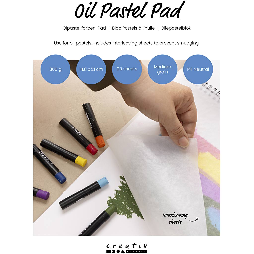 Creativ company pad for oil pastels, a5, sheet 148x210 mm, 300 gr, white, 15 sheets 1 piece