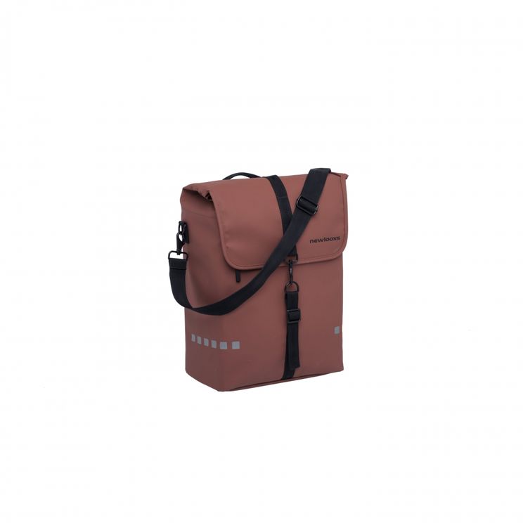 Odense Single - spacious single pannier - unisex - water-repellent polyester - rust - 17.5L