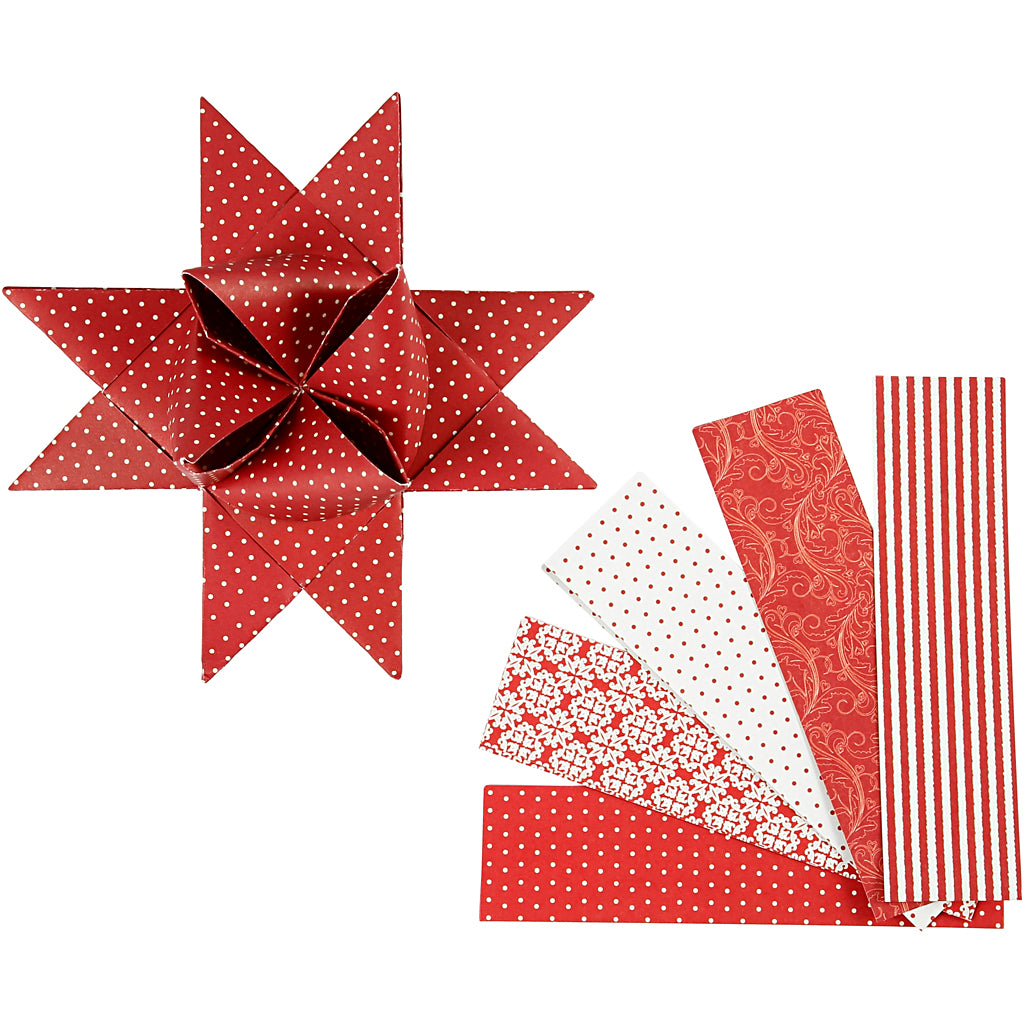 Vivi Gade paper braiding strips, length 100 cm, width 40 mm, depth 18 cm, red, white, 40 strips, 1 box