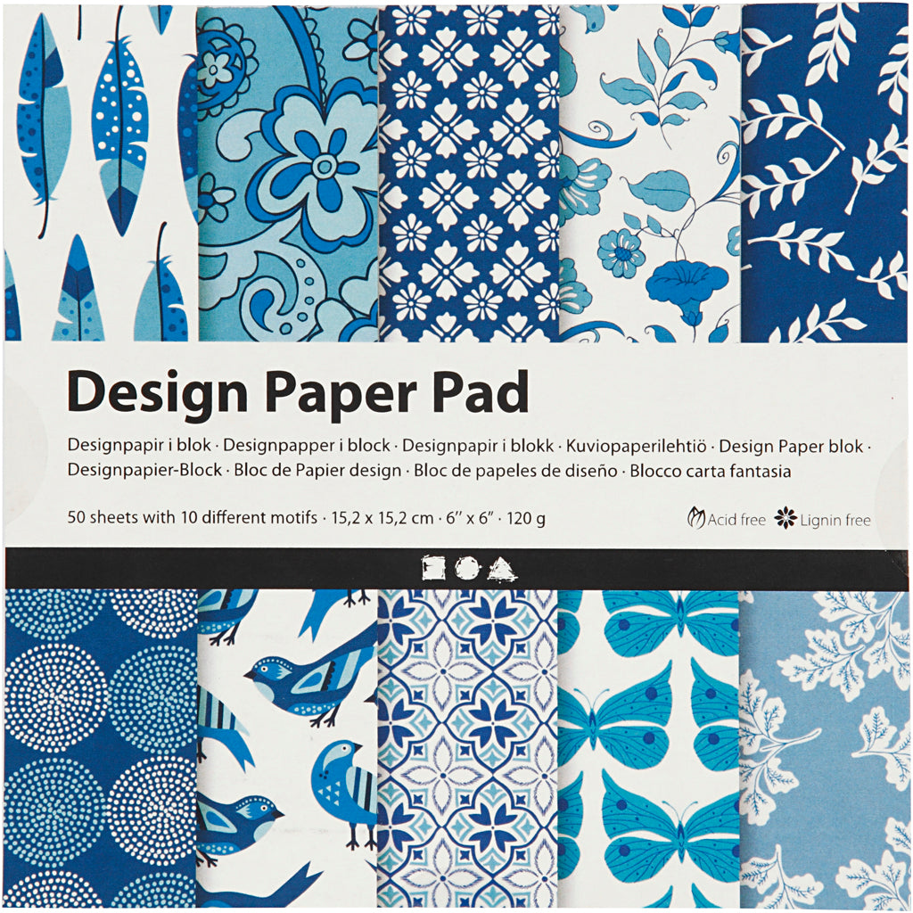 Creativ Company Design paper block Blue, 50 sheets