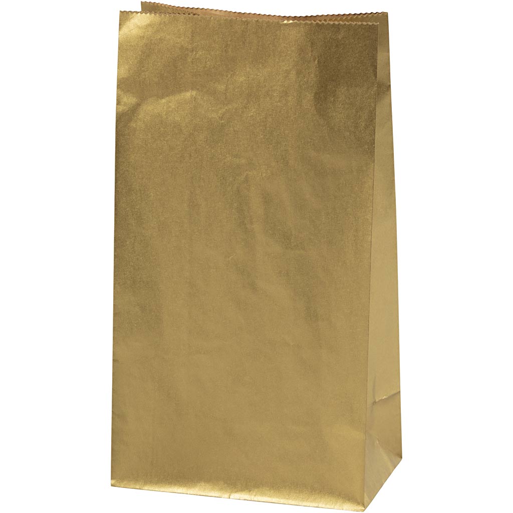 Creativ company papieren zakken, h: 27 cm, afm 9x15 cm, 50 gr, goud, 100 stuk 1 doos