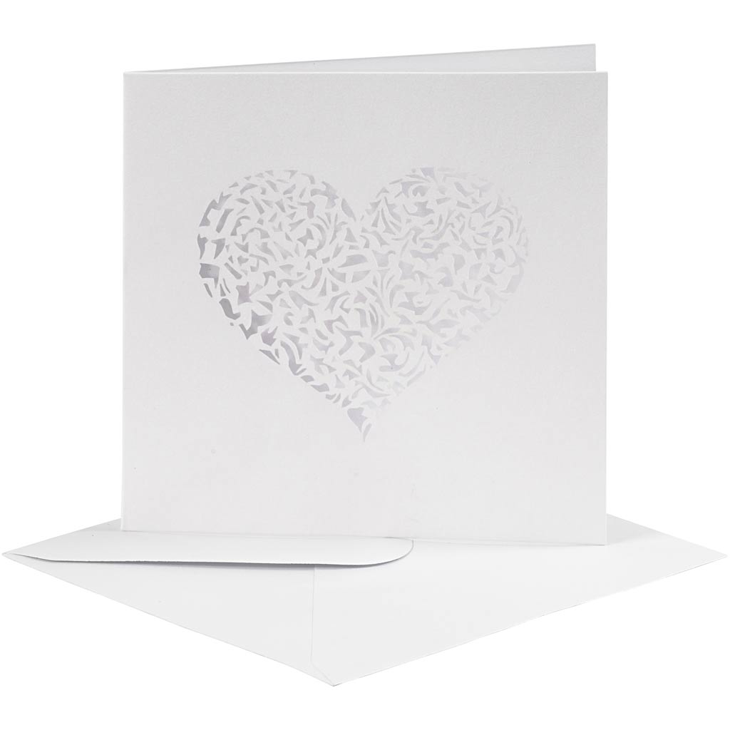 Creative company card with envelope, card size 13.5x13.5 cm, envelope size 14.5x14.5 cm, 240+110 gr, white, 5 sets 1 box