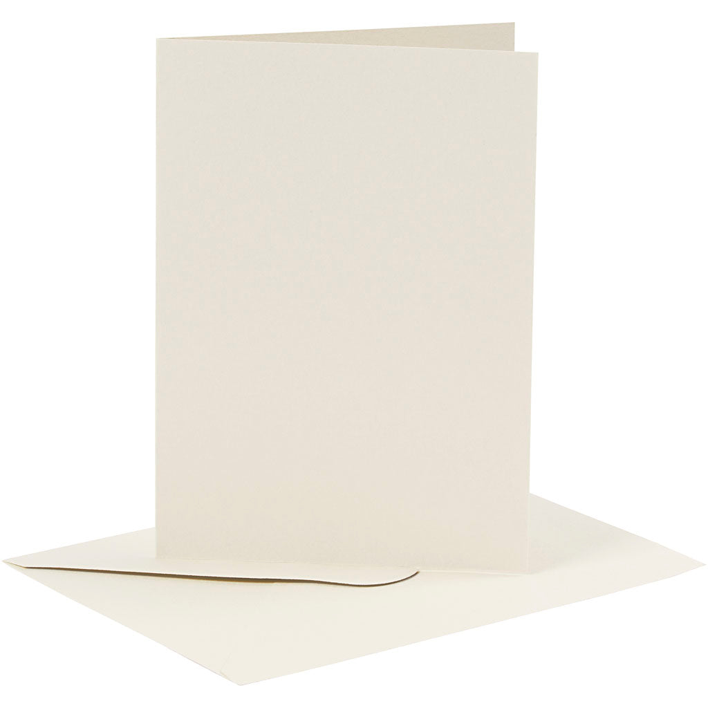Creativ company kaarten en enveloppen, afmeting kaart 10,5x15 cm, afmeting envelop 11,5x16,5 cm, 110+230 gr, off-white, 6 set 1 doos