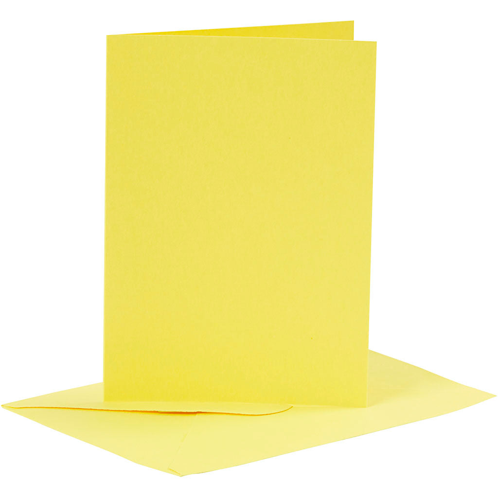 Creativ company kaarten en enveloppen, afmeting kaart 10,5x15 cm, afmeting envelop 11,5x16,5 cm, 110+220 gr, geel, 6 set 1 doos