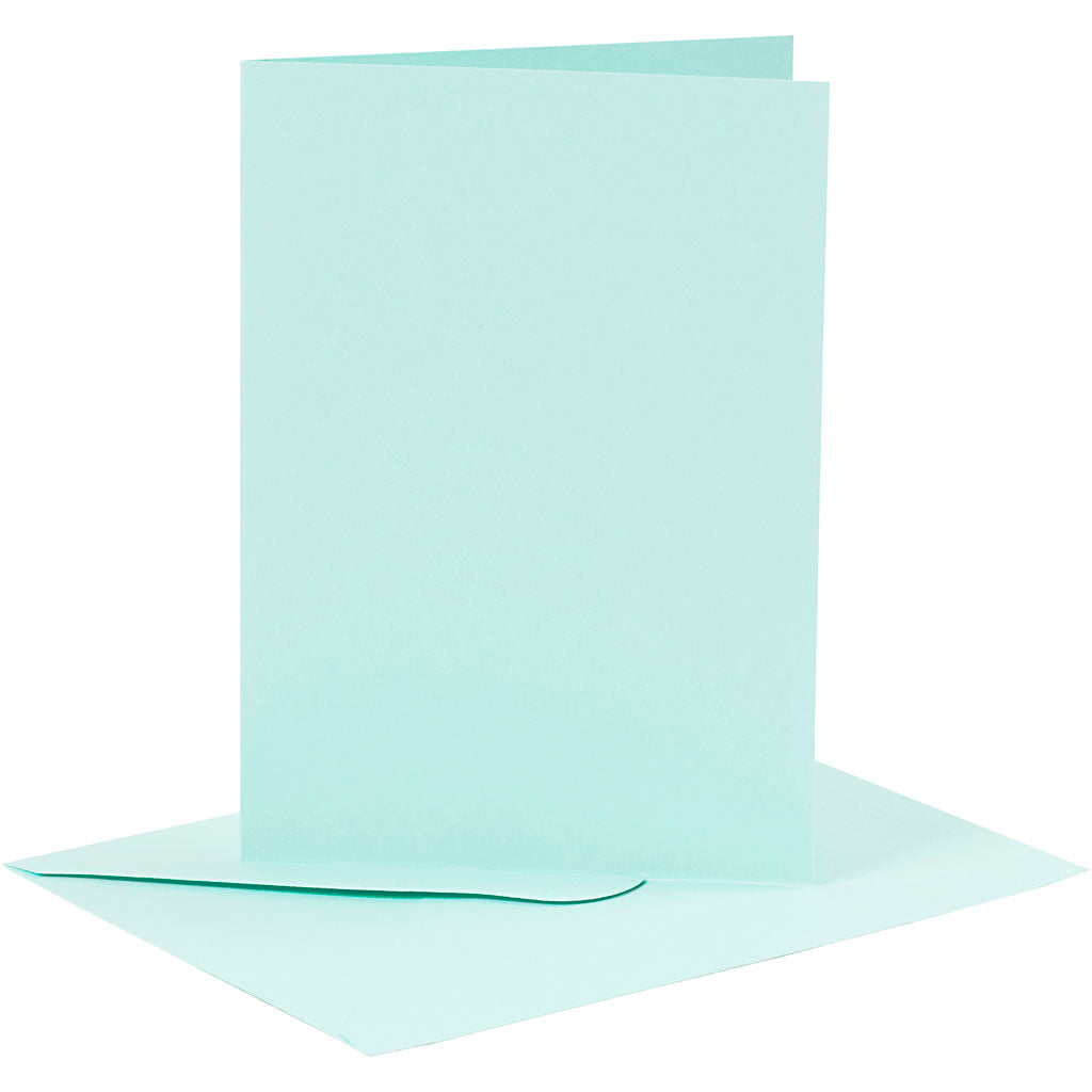 Creativ company kaarten en enveloppen, afmeting kaart 10,5x15 cm, afmeting envelop 11,5x16,5 cm, 110+220 gr, lichtblauw, 6 set 1 doos