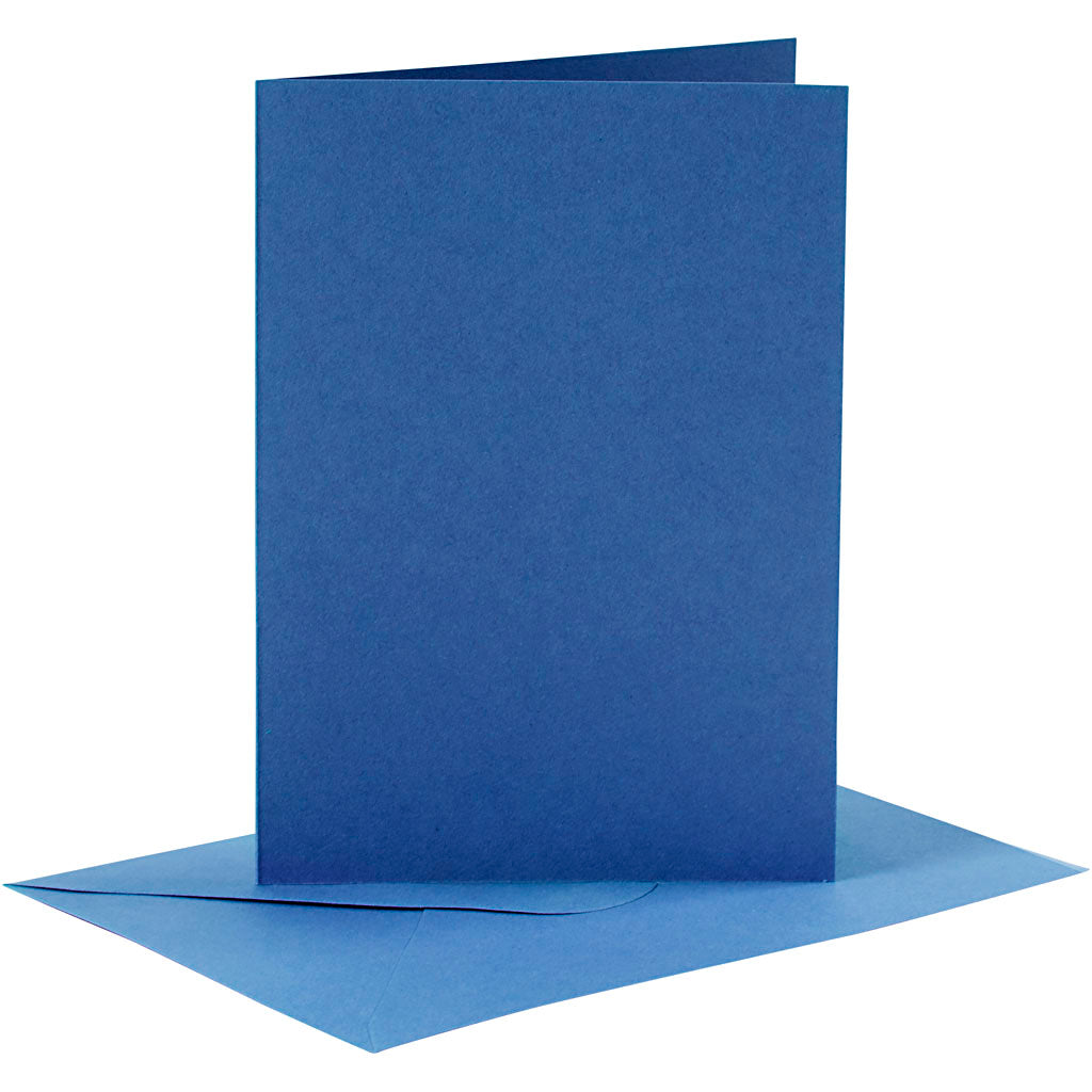 Creativ company kaarten en enveloppen, afmeting kaart 10,5x15 cm, afmeting envelop 11,5x16,5 cm, 110+220 gr, blauw, 6 set 1 doos
