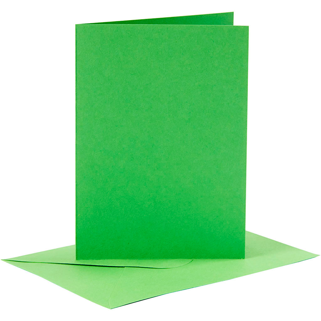 Creativ company kaarten en enveloppen, afmeting kaart 10,5x15 cm, afmeting envelop 11,5x16,5 cm, 110+220 gr, groen, 6 set 1 doos