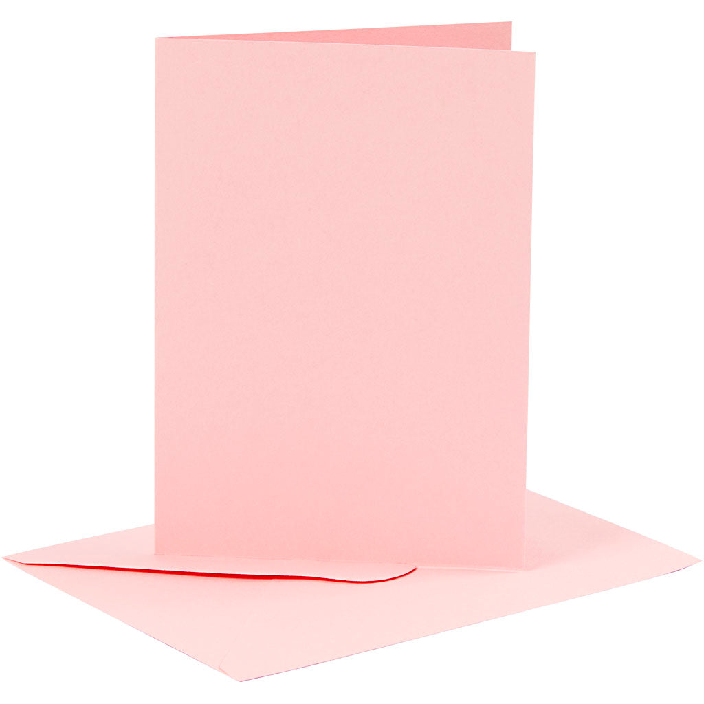 Creativ company kaarten en enveloppen, afmeting kaart 10,5x15 cm, afmeting envelop 11,5x16,5 cm, 110+220 gr, roze, 6 set 1 doos