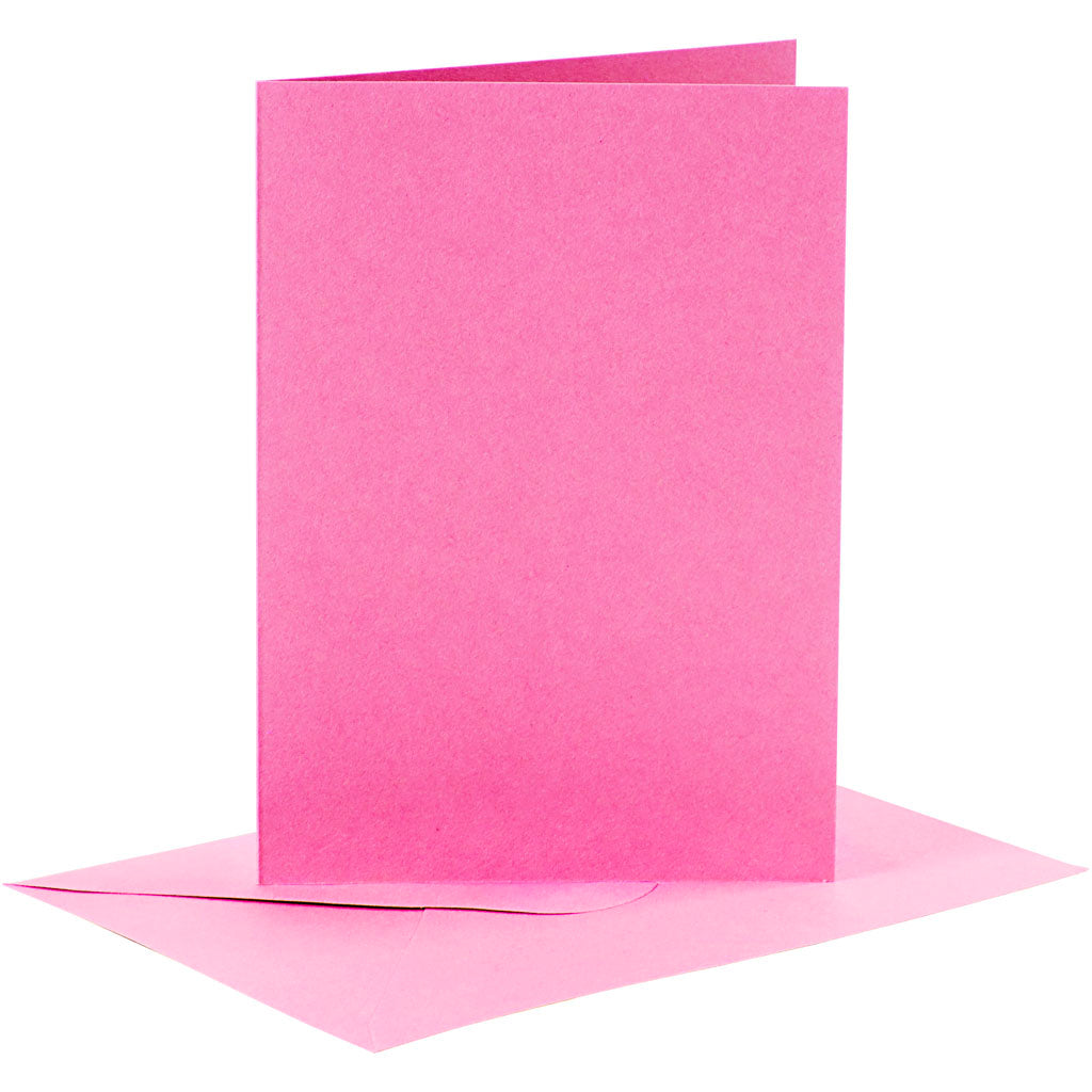 Creativ company cards and envelopes, card size 10.5x15 cm, envelope size 11.5x16.5 cm, 110+220 gr, pink, 6 sets 1 box