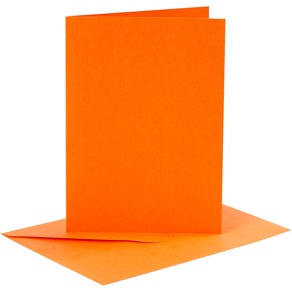 Creativ company cards and envelopes, card size 10.5x15 cm, envelope size 11.5x16.5 cm, 110+220 gr, orange, 6 sets in 1 box