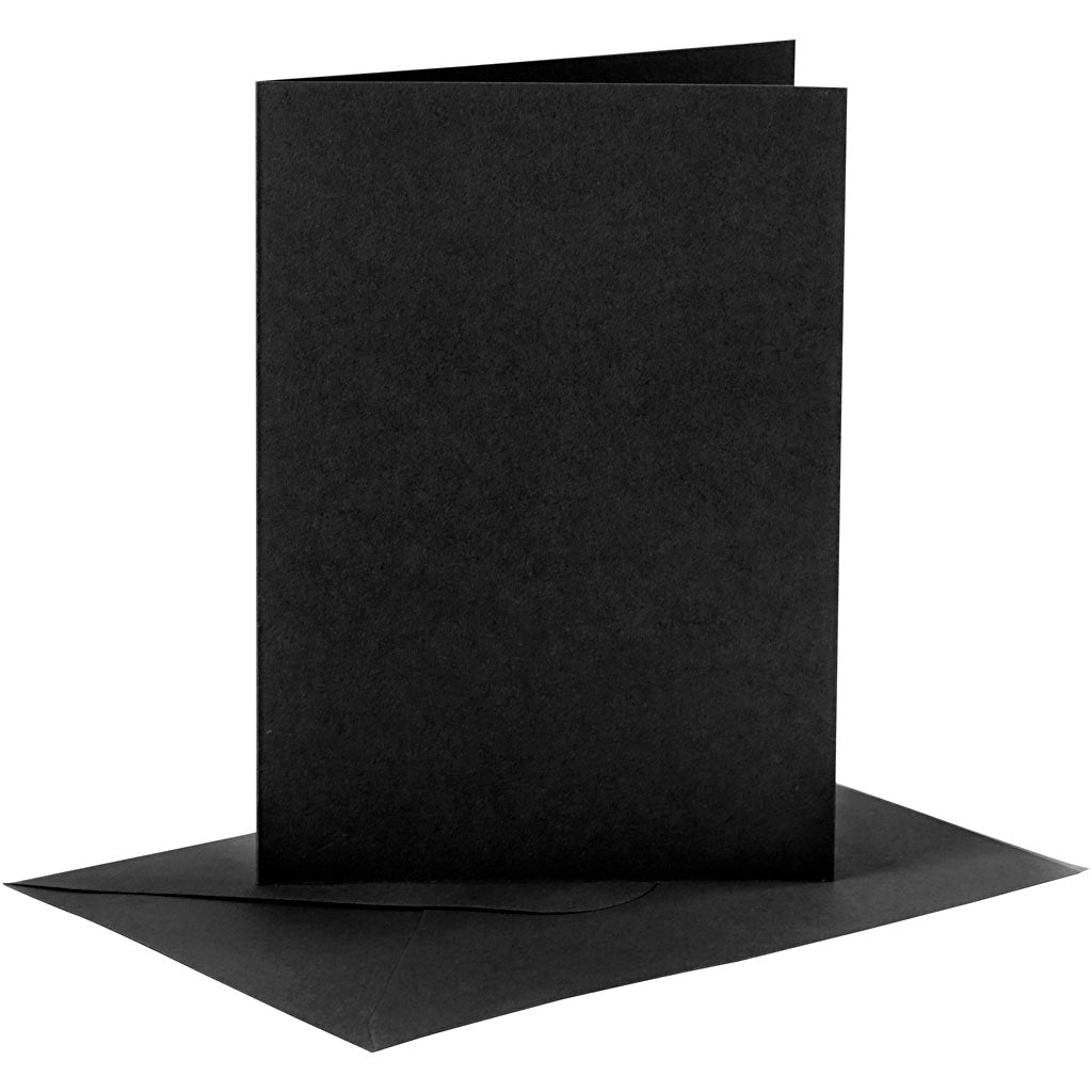 Creativ company cards and envelopes, card size 10.5x15 cm, envelope size 11.5x16.5 cm, 110+230 gr, black, 6 sets in 1 box