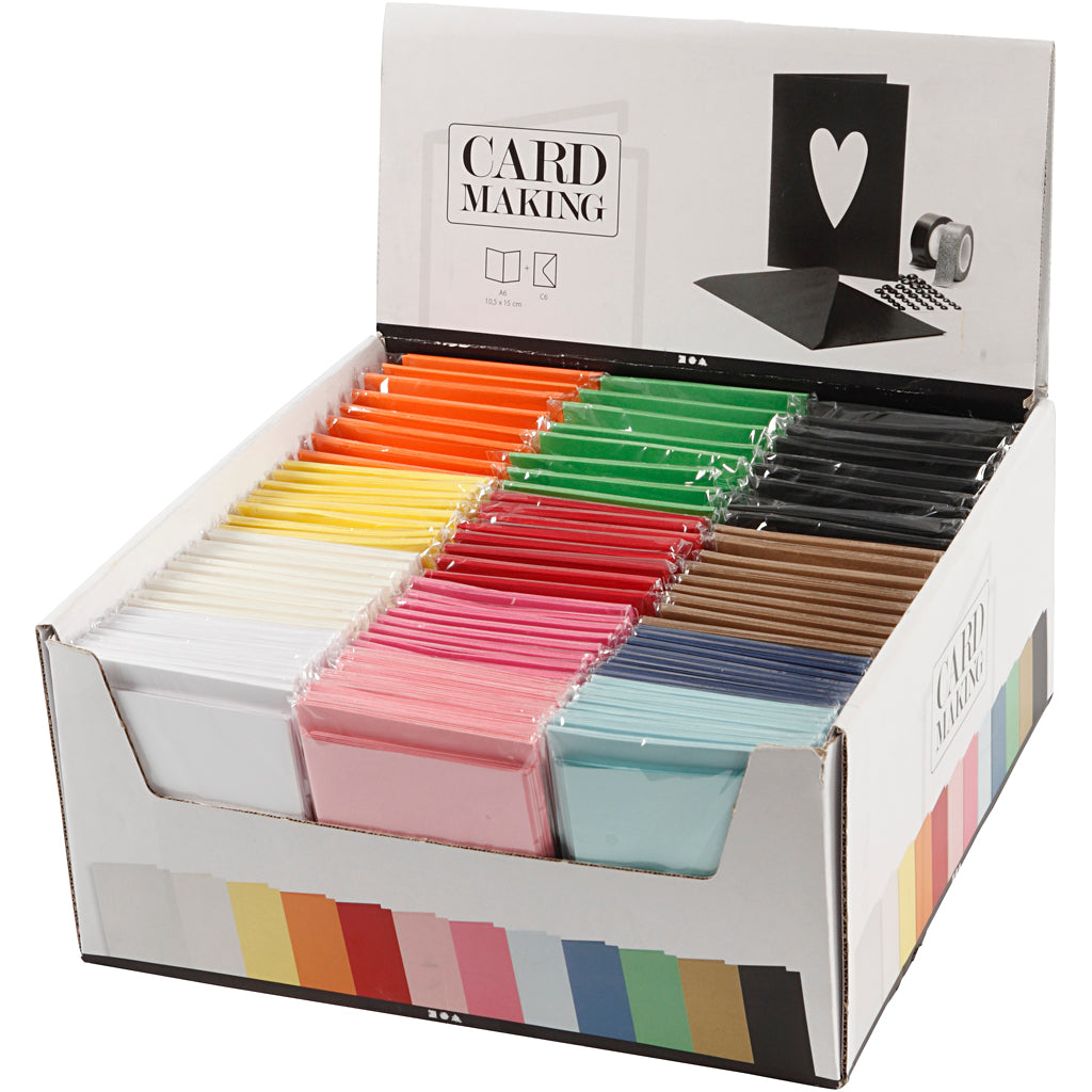 Creativ company cards and envelopes, card size 10.5x15 cm, envelope size 11.5x16.5 cm, various colors, 12x10 box 1 box