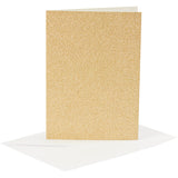 Creativ company cards and envelopes, card size 10.5x15 cm, envelope size 11.5x16.5 cm, glitter, 120+250 gr, gold, 4 sets 1 box