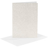 Creativ company cards and envelopes, card size 10.5x15 cm, envelope size 11.5x16.5 cm, glitter, 120+250 gr, white, 4 sets 1 box