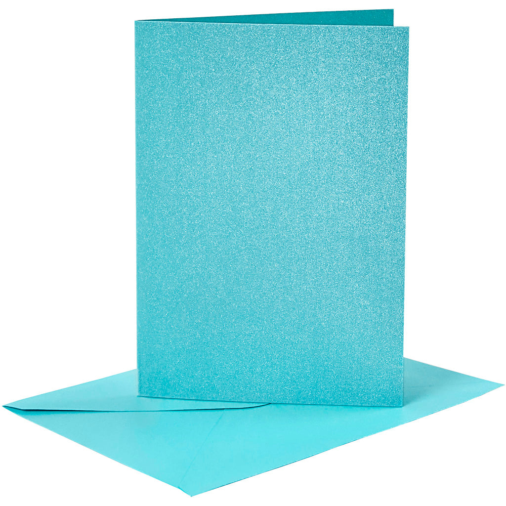 Creativ company cards and envelopes, card size 10.5x15 cm, envelope size 11.5x16.5 cm, mother of pearl, 120+210 gr, blue, 4 sets 1 box