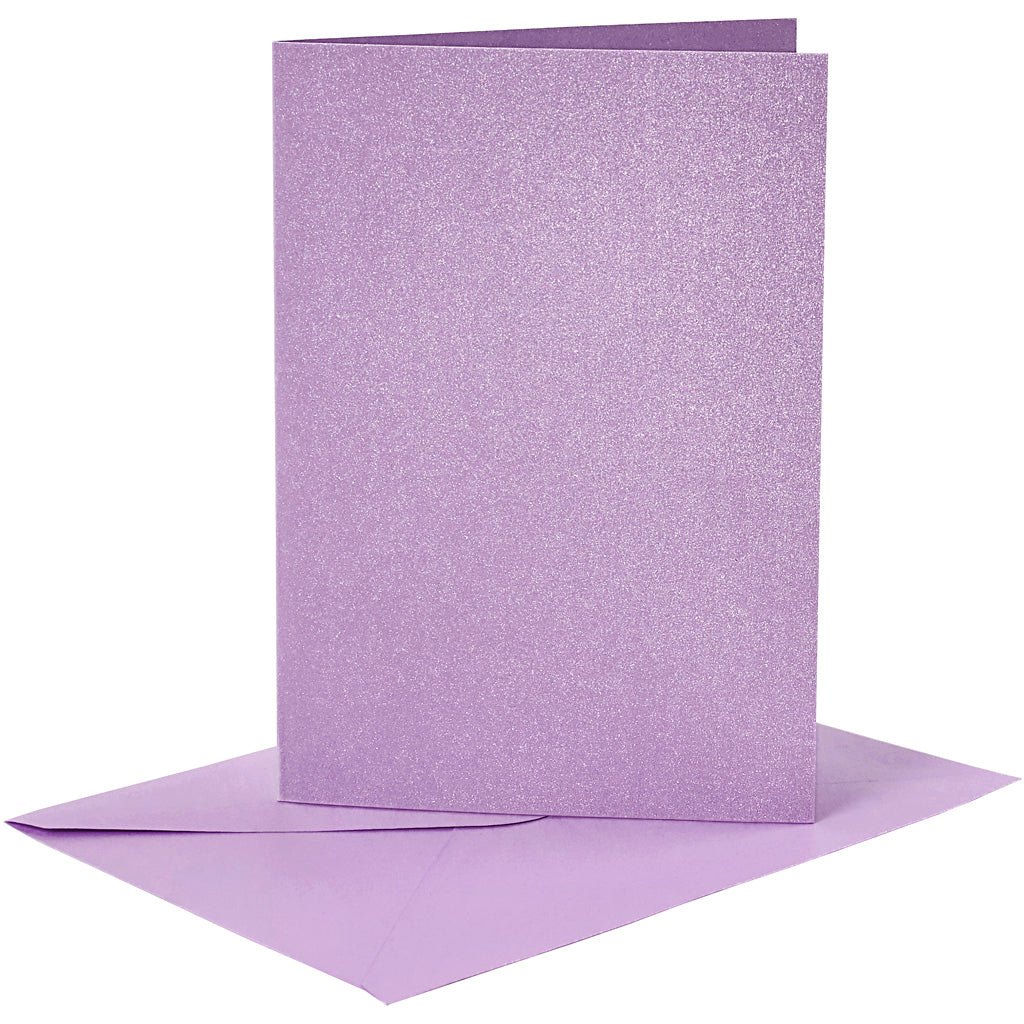 Creativ company cards and envelopes, card size 10.5x15 cm, envelope size 11.5x16.5 cm, mother of pearl, 120+210 gr, purple, 4 sets 1 box