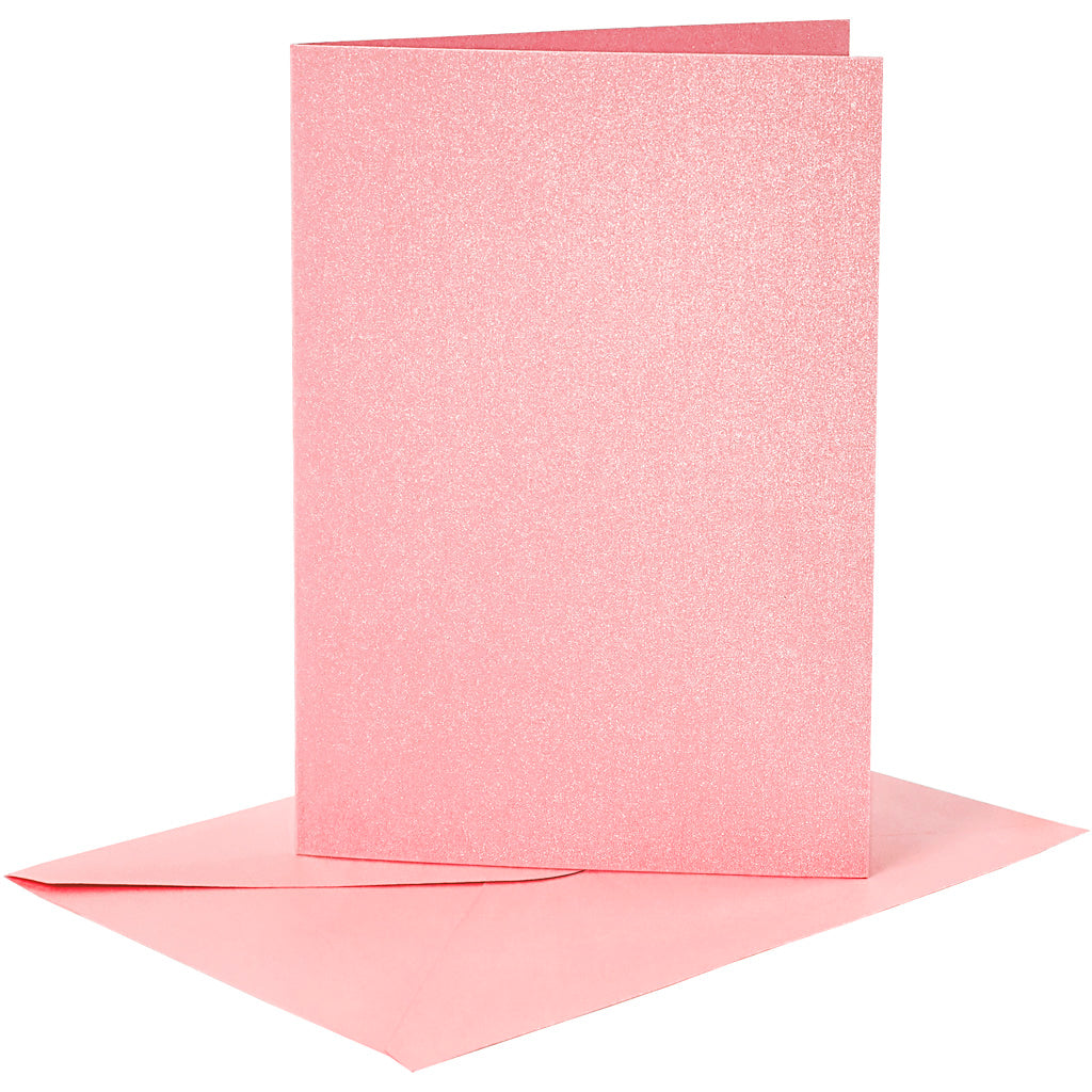 Creativ company cards and envelopes, card size 10.5x15 cm, envelope size 11.5x16.5 cm, mother of pearl, 120+210 gr, pink, 4 sets 1 box