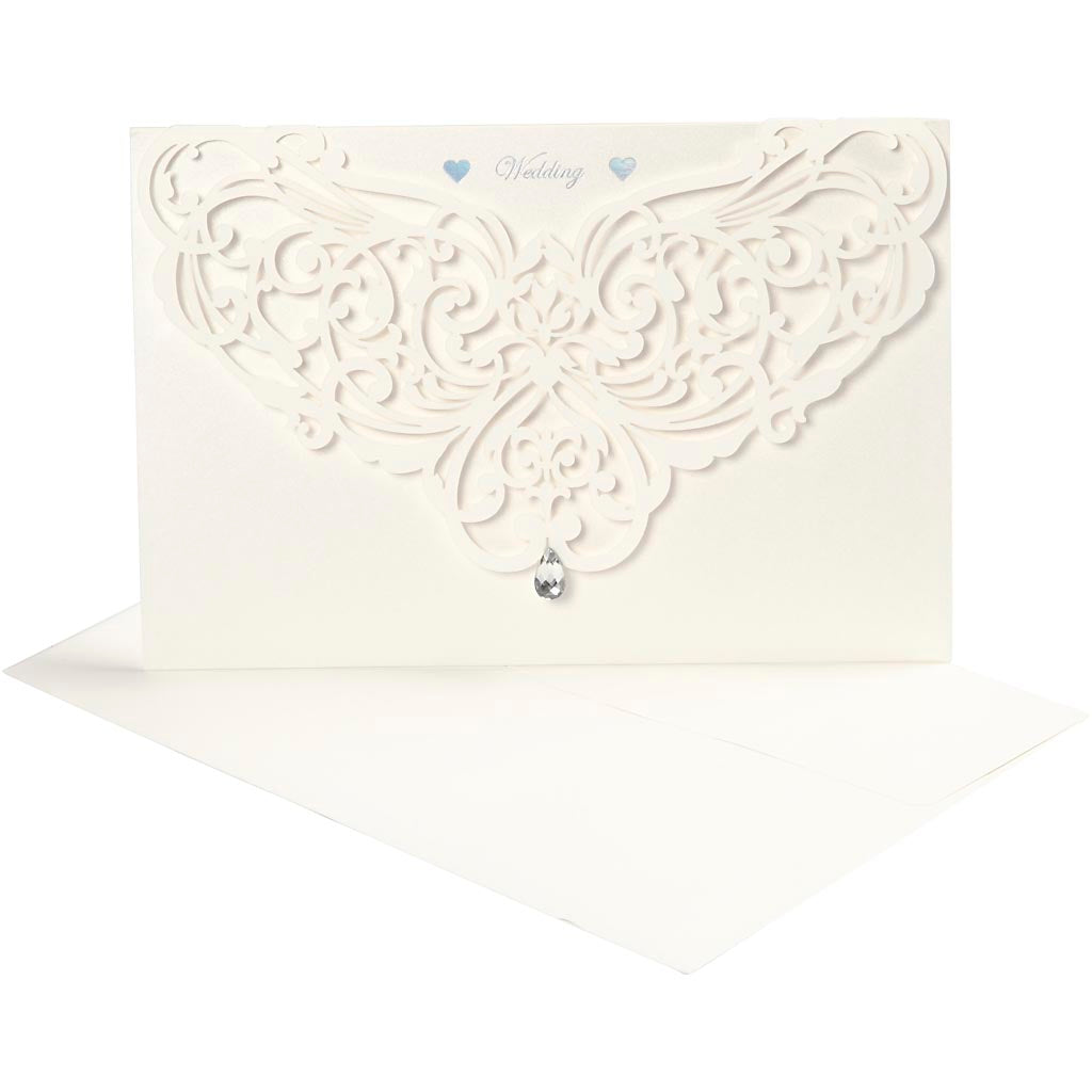 Creativ company kaart met envelop, afmeting kaart 12x17,7 cm, afmeting envelop 18,x12,5 cm, 230 gr, off-white, 5 set 1 doos