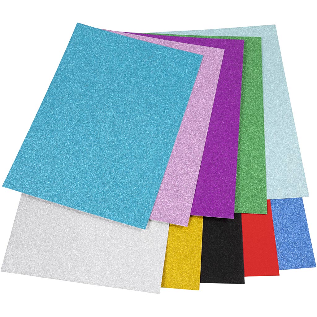 Glitterkarton, a4, kleuren kan variëren , 250 gr, 10 vel 1 doos
