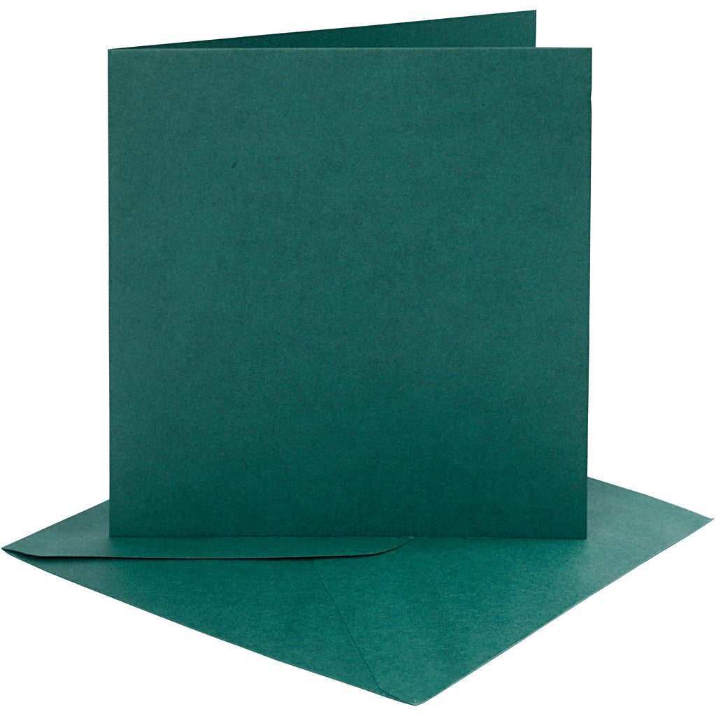Creativ company cards and envelopes, card size 15.2x15.2 cm, envelope size 16x16 cm, 230 gr, dark green, 4 sets in 1 box