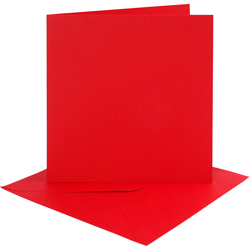 Creativ company cards and envelopes, card size 15.2x15.2 cm, envelope size 16x16 cm, 230 gr, red, 4 sets in 1 box
